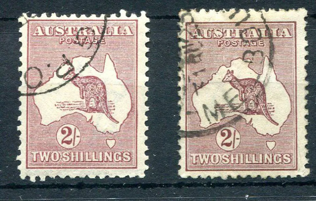 2/- maroon with "two diagonal lines east of NSW ... Image 1++