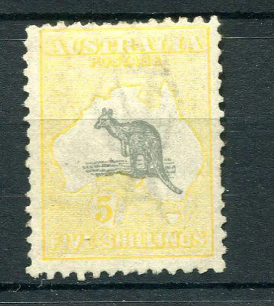 5/- grey & pale yellow. A couple of shortish perfs ... Image 1++