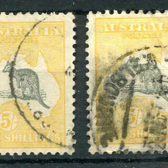 5/- grey & yellow lightly fine used (split perf at ...