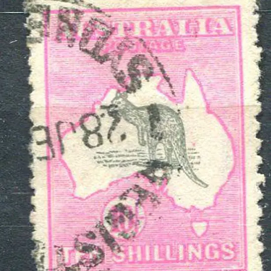 10/- grey & aniline-pink fine postally used. ...