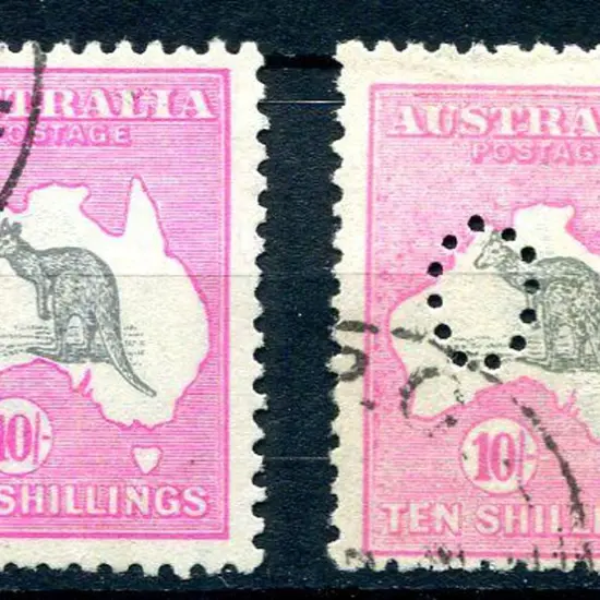 10/- grey & deep aniline pink fine used & well ...