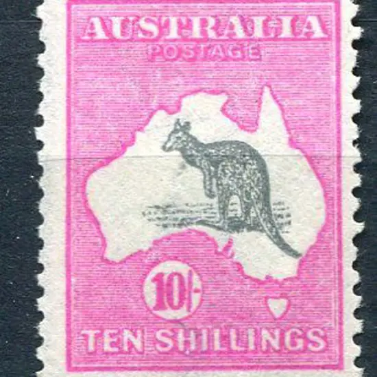 10/- grey & deep aniline pink. MLH, centred ...