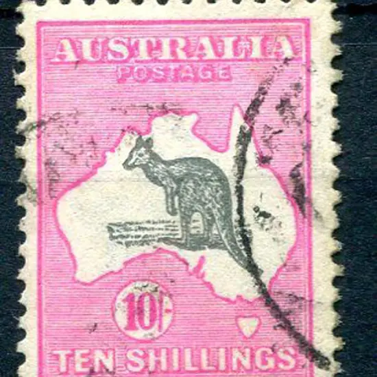 10/- grey & deep aniline-pink. Fine postally used ...