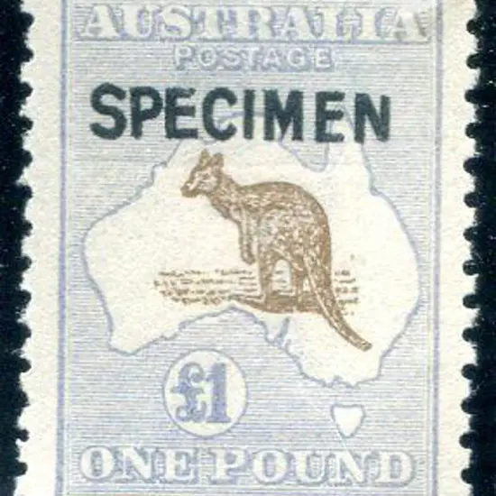 £1 light brown & pale blue with "SPECIMEN" type ...
