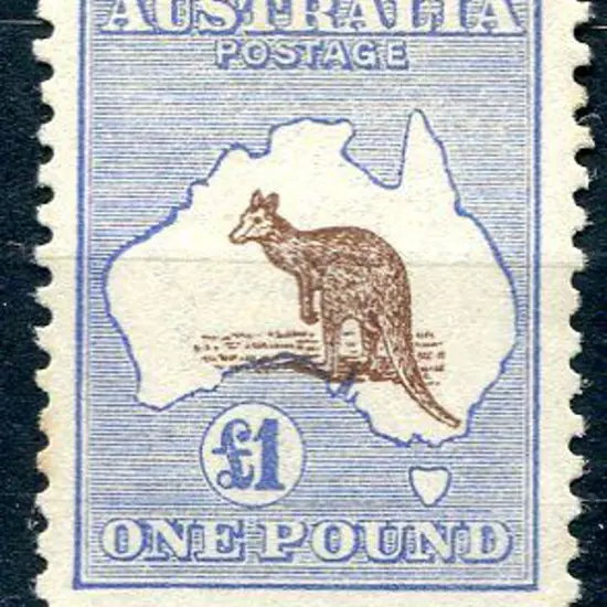 £1 purple-brown & blue with "misplaced kangaroo". ...