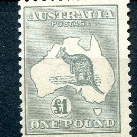 £1 grey. MLH, centred left. Good perfs. ACSC 53, ...