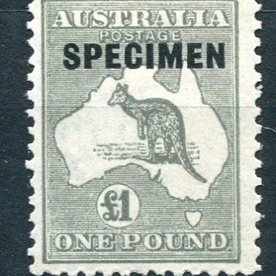 £1 grey ovptd "SPECIMEN" type D. MH/MLH. ACSC ...