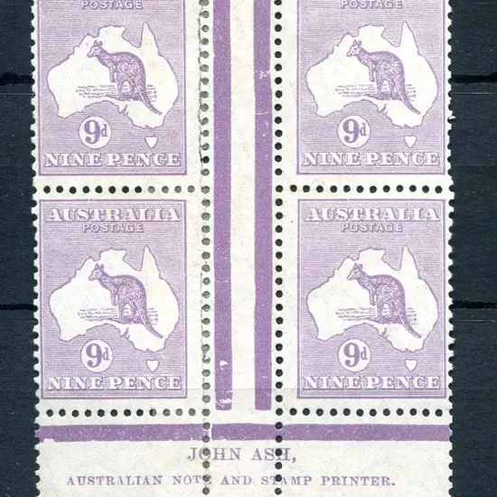 1929/30 Small Multiple Watermark 9d violet in John ...