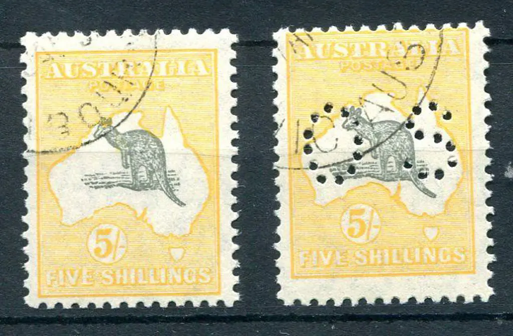 1929/30 Small Multiple Watermark 5/- grey & ... Image 1++