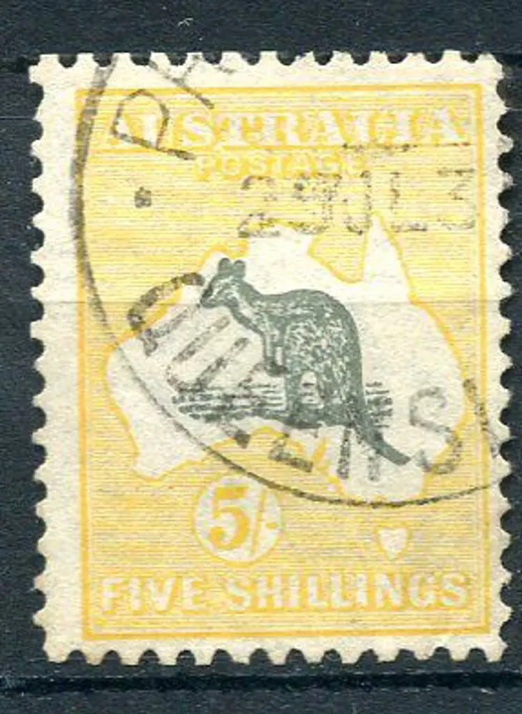 1929/30 Small Multiple Watermark 5/- grey & yellow ... Image 1++
