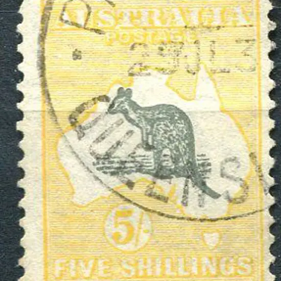 1929/30 Small Multiple Watermark 5/- grey & yellow ...