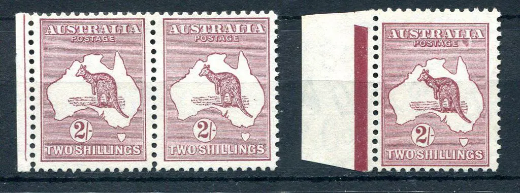 1931-47 CofA 2/- maroon "cut throat kangaroo" ... Image 1++