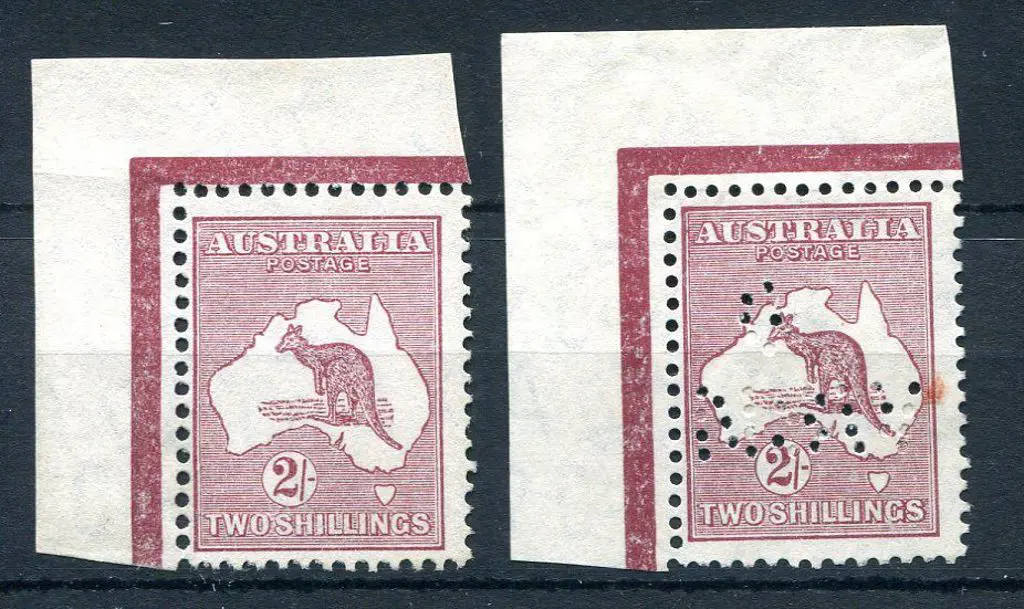 1931-47 CofA 2/- maroon with 2 states of the ... Image 1++