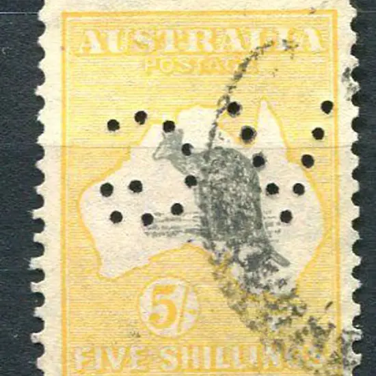 1931-47 CofA 5/- grey & yellow perfined "VG" but ...