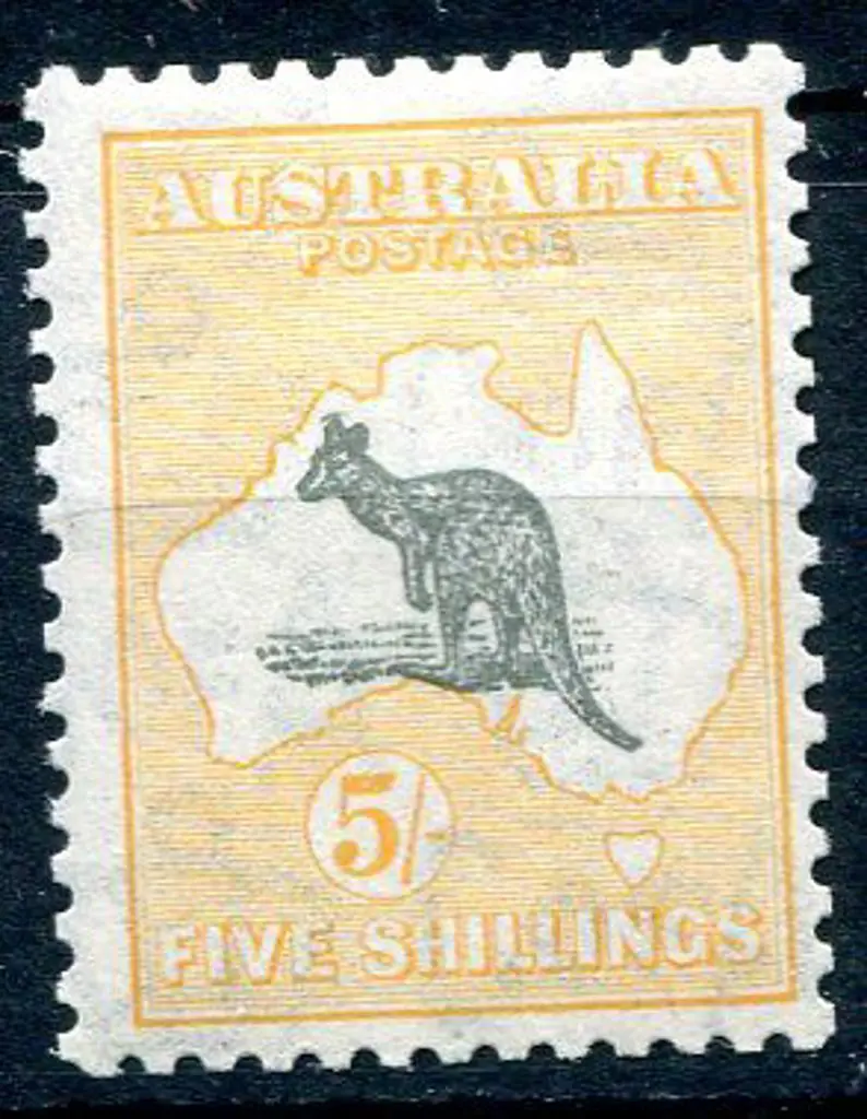 1931-47 CofA 5/- grey & yellow. MLH, centred ... Image 1++