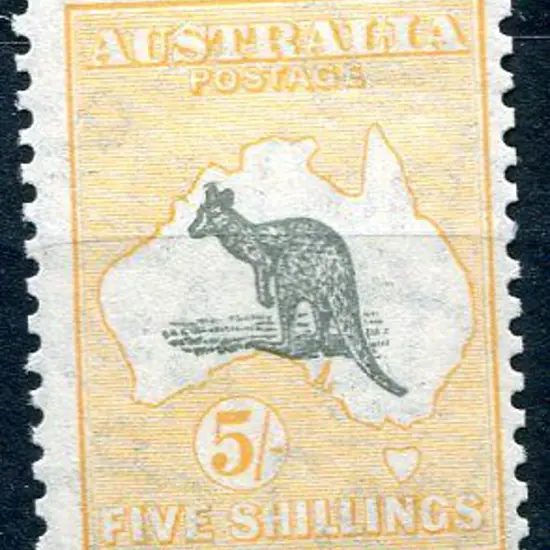 1931-47 CofA 5/- grey & yellow. MLH, centred ...