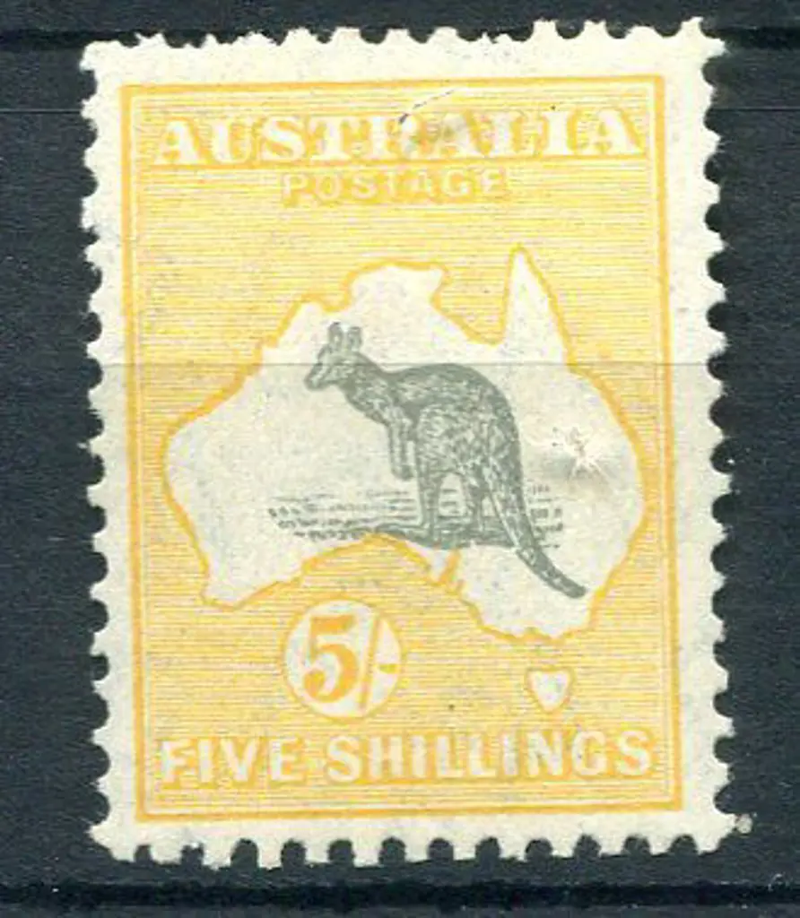 1931-47 CofA 5/- grey & yellow. MVLH, 3 split ... Image 1++