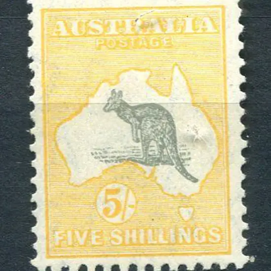 1931-47 CofA 5/- grey & yellow. MVLH, 3 split ...