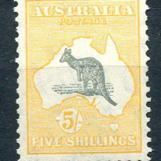 1931-47 CofA 5/- grey & yellow with "hunch-backed ...