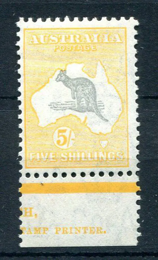 1931-47 CofA 5/- grey & yellow-orange with "open ... Image 1++