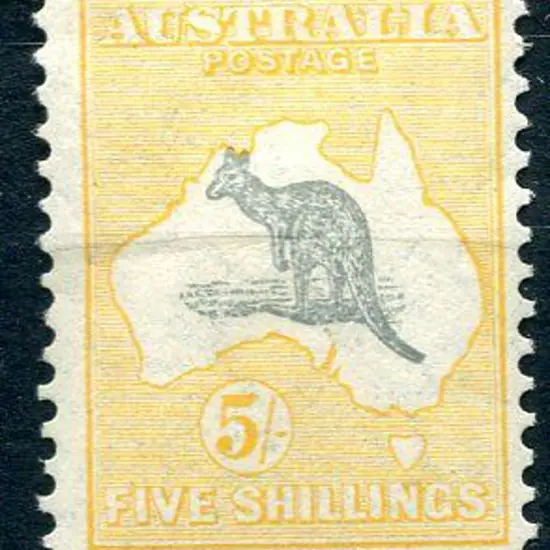1931-47 CofA 5/- grey & yellow-orange with ...