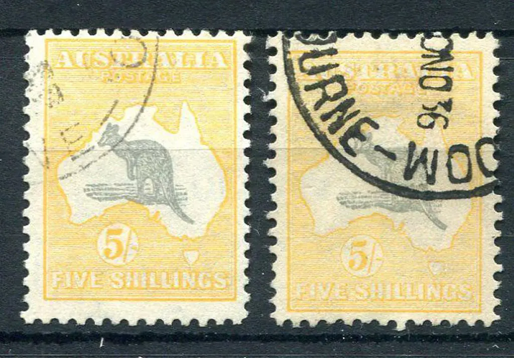 1931-47 CofA 5/- grey & yellow-orange with ... Image 1++