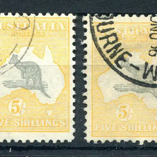1931-47 CofA 5/- grey & yellow-orange with ...