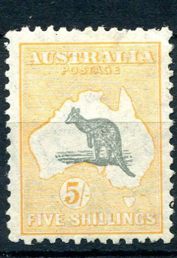 1931-47 CofA 5/- grey & yellow-orange. MUH but ... Image 1++