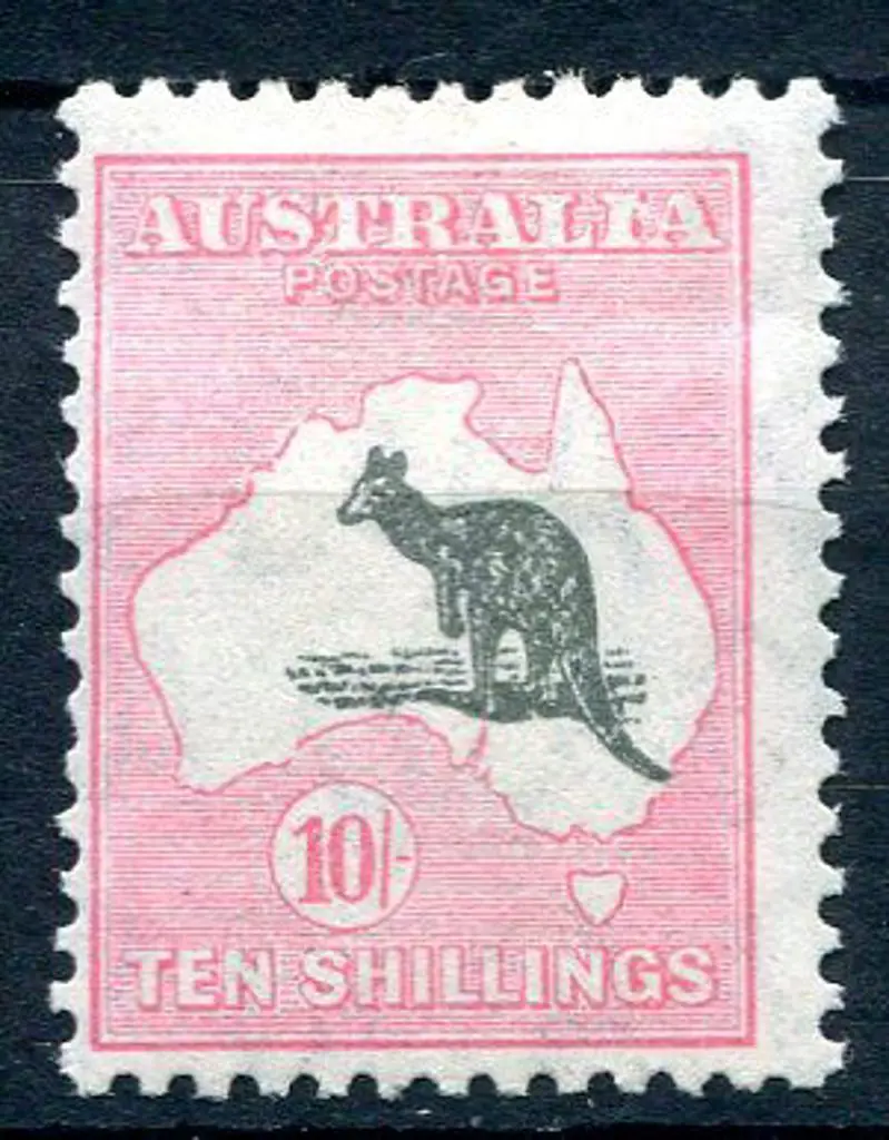 1931-47 CofA 10/- dark grey & aniline-pink with ... Image 1++