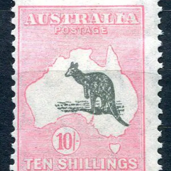 1931-47 CofA 10/- dark grey & aniline-pink with ...