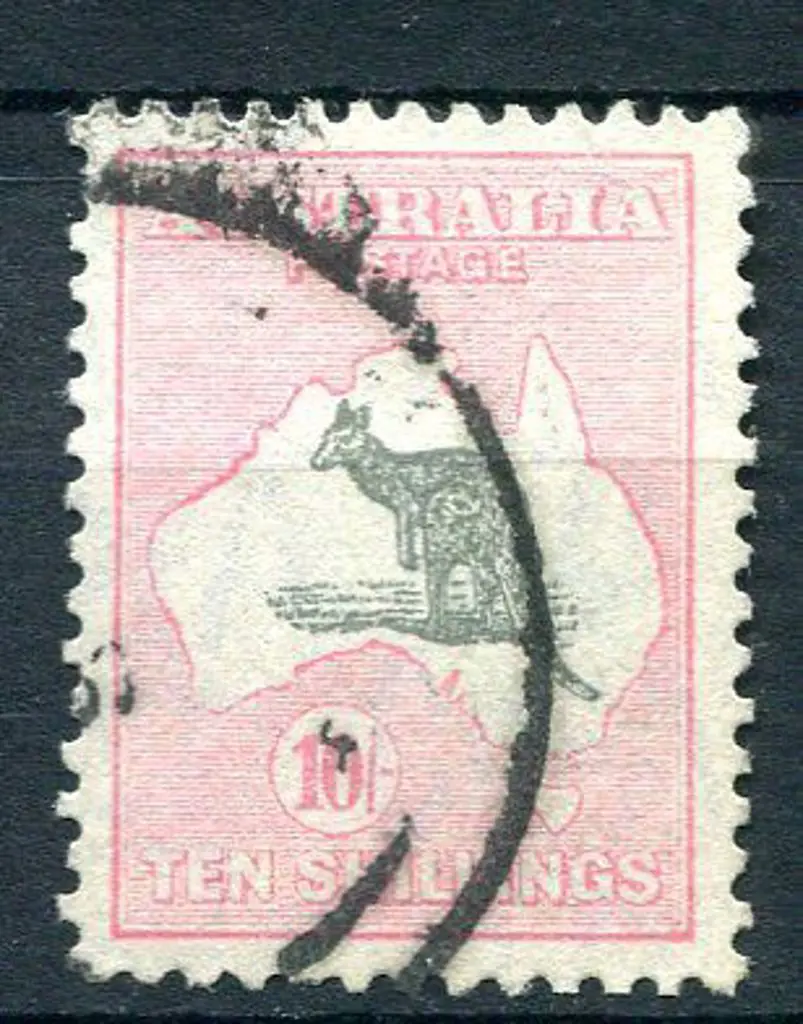 1931-47 CofA 10/- grey & aniline-pink with "short ... Image 1++