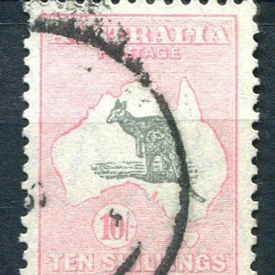 1931-47 CofA 10/- grey & aniline-pink with "short ...