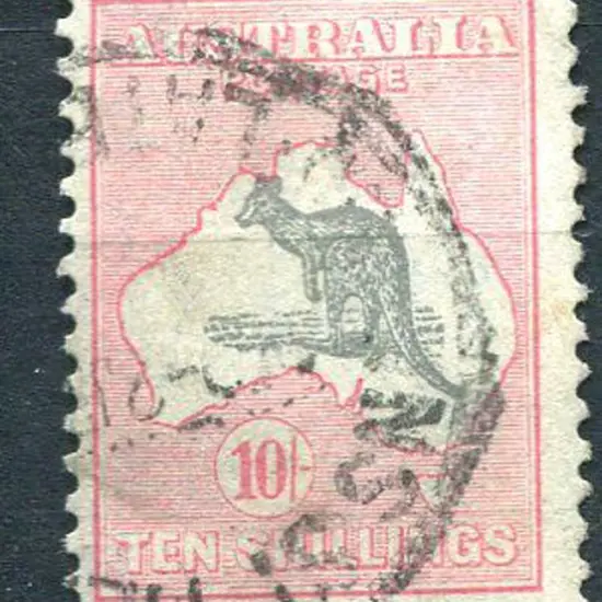 1931-47 CofA 10/- grey & pink with "Open mouthed ...