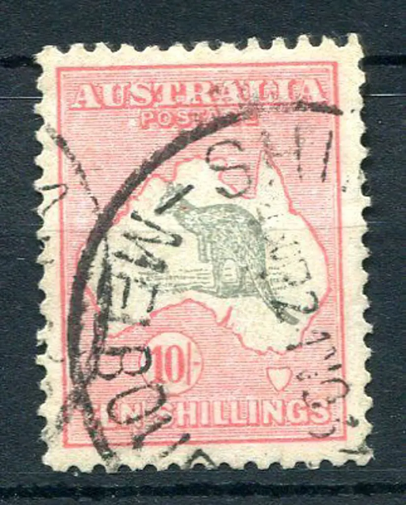 1931-47 CofA 10/- grey & pink with "white flaw ... Image 1++