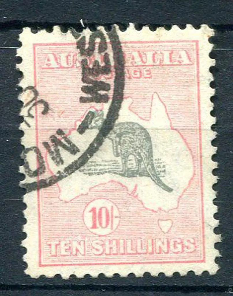 1931-47 CofA 10/- grey & pink. Fine used by bold ... Image 1++