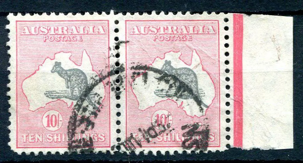 1931-47 CofA 10/- grey black & pale rose-crimson. ... Image 1++