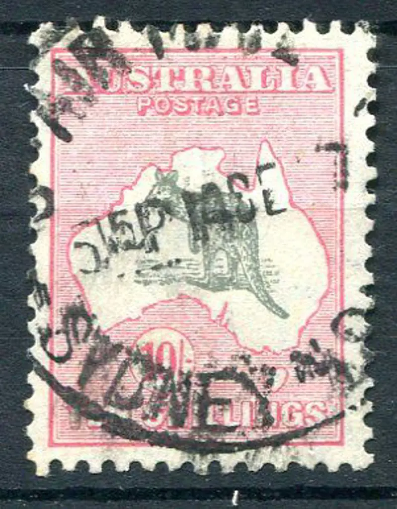1931-47 CofA 10/- grey-black & pale rose-crimson ... Image 1++