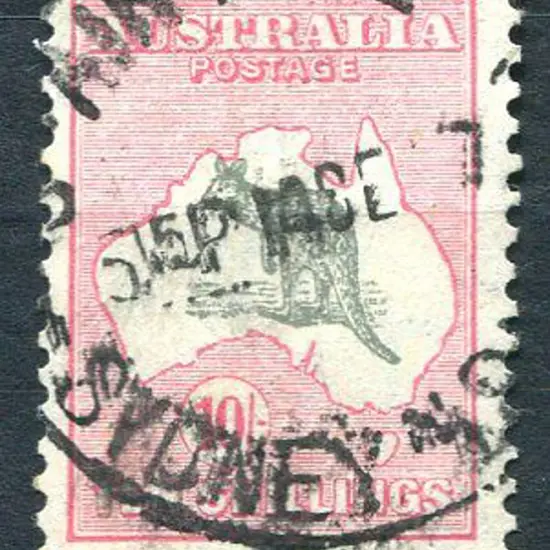 1931-47 CofA 10/- grey-black & pale rose-crimson ...