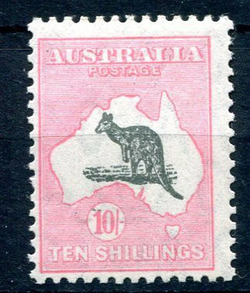 1931-47 CofA 10/- grey-black & pale rose-crimson. ... Image 1++