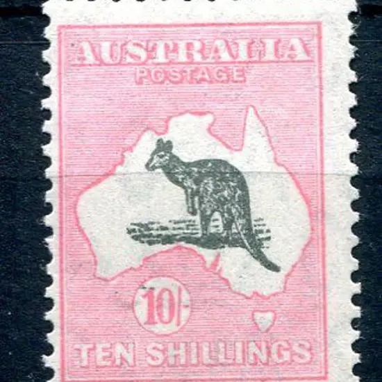 1931-47 CofA 10/- grey-black & pale rose-crimson. ...