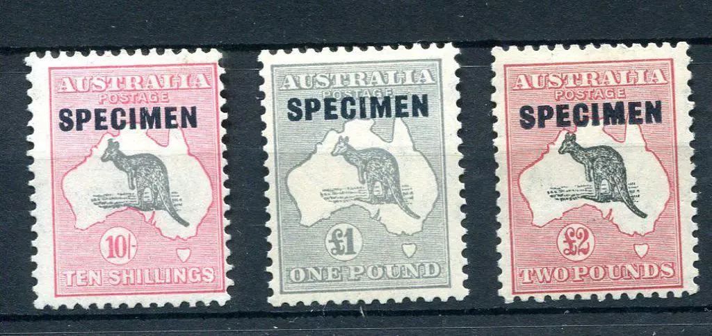 1931-47 CofA 10/- to £2 set ovptd " SPECIMEN". All ... Image 1++
