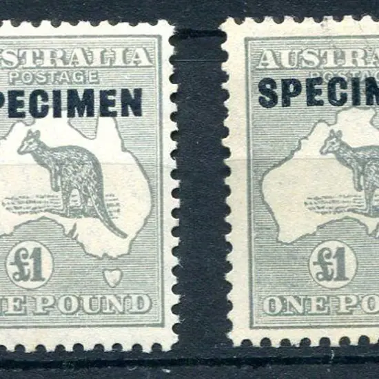 1931-47 CofA £1 grey ovptd "SPECIMEN" type D x 2 ...