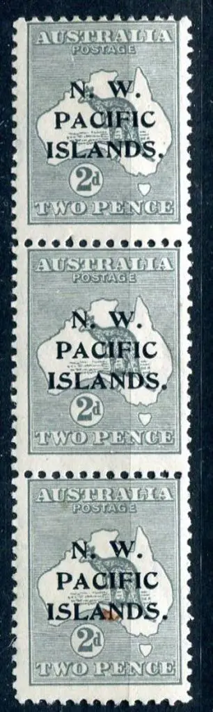 1915/16 2d grey, 2nd wmk in vertical abc strip of ... Image 1++