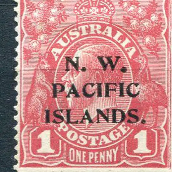 1915/16 1d carmine KGV with “saddle” on emu” ...