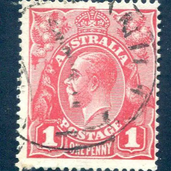 1914-20 Single Watermark 1d bright brown-red ...