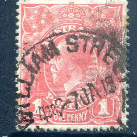 1914-20 Single Watermark 1d deep pink salmon ...