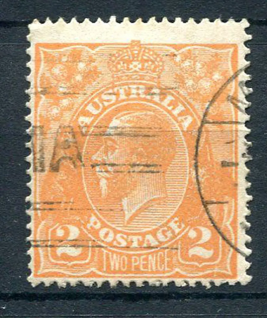 1914-20 Single Watermark 2d orange with “cracked ... Image 1++