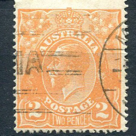 1914-20 Single Watermark 2d orange with “cracked ...