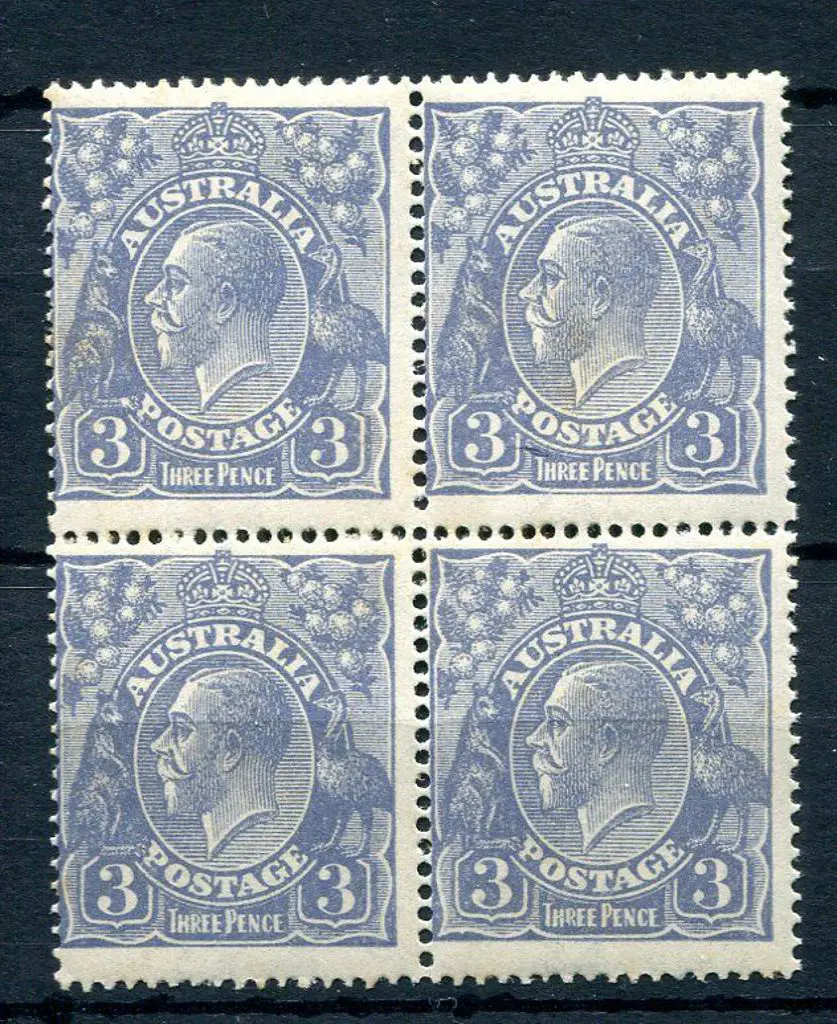 1914-20 Single Watermark 3d blue, Die I, Types B & ... Image 1++