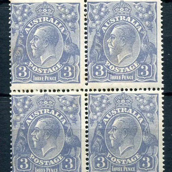 1914-20 Single Watermark 3d blue, Die I, Types B & ...